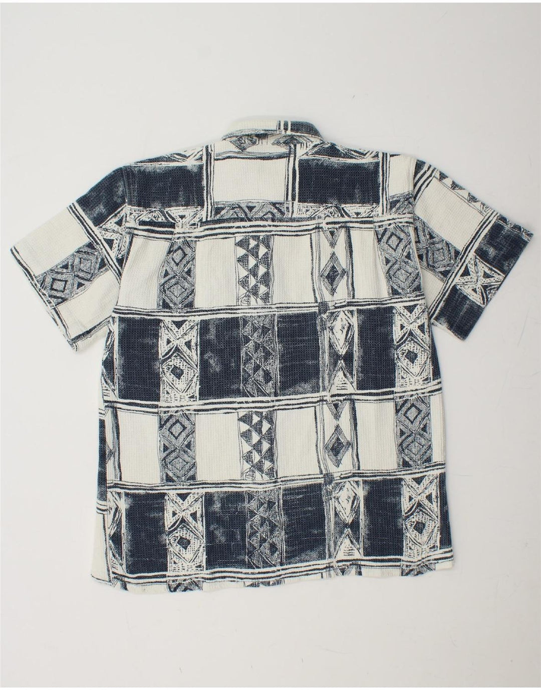VINTAGE Camisa de manga corta para hombre Algodón patchwork multicolor medio