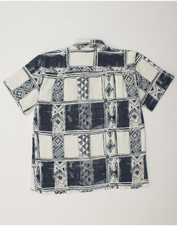 VINTAGE Camisa de manga corta para hombre Algodón patchwork multicolor medio
