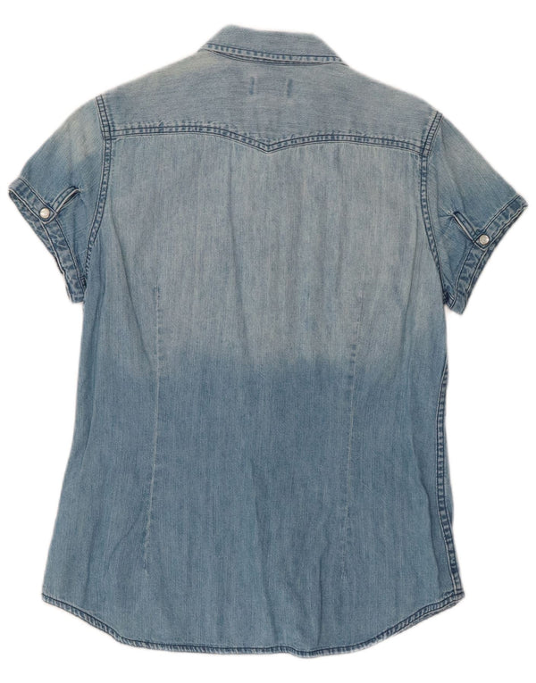 LEVI'S Camisa vaquera de manga corta para mujer UK 42 Algodón azul medio