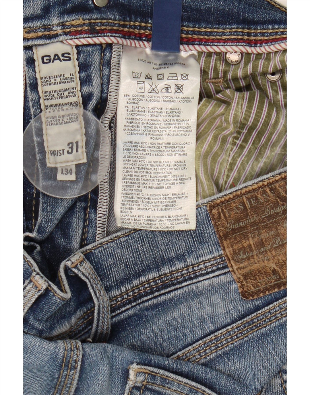 Vaqueros Slim Mujer Gas W31 L34 Algodón Azul