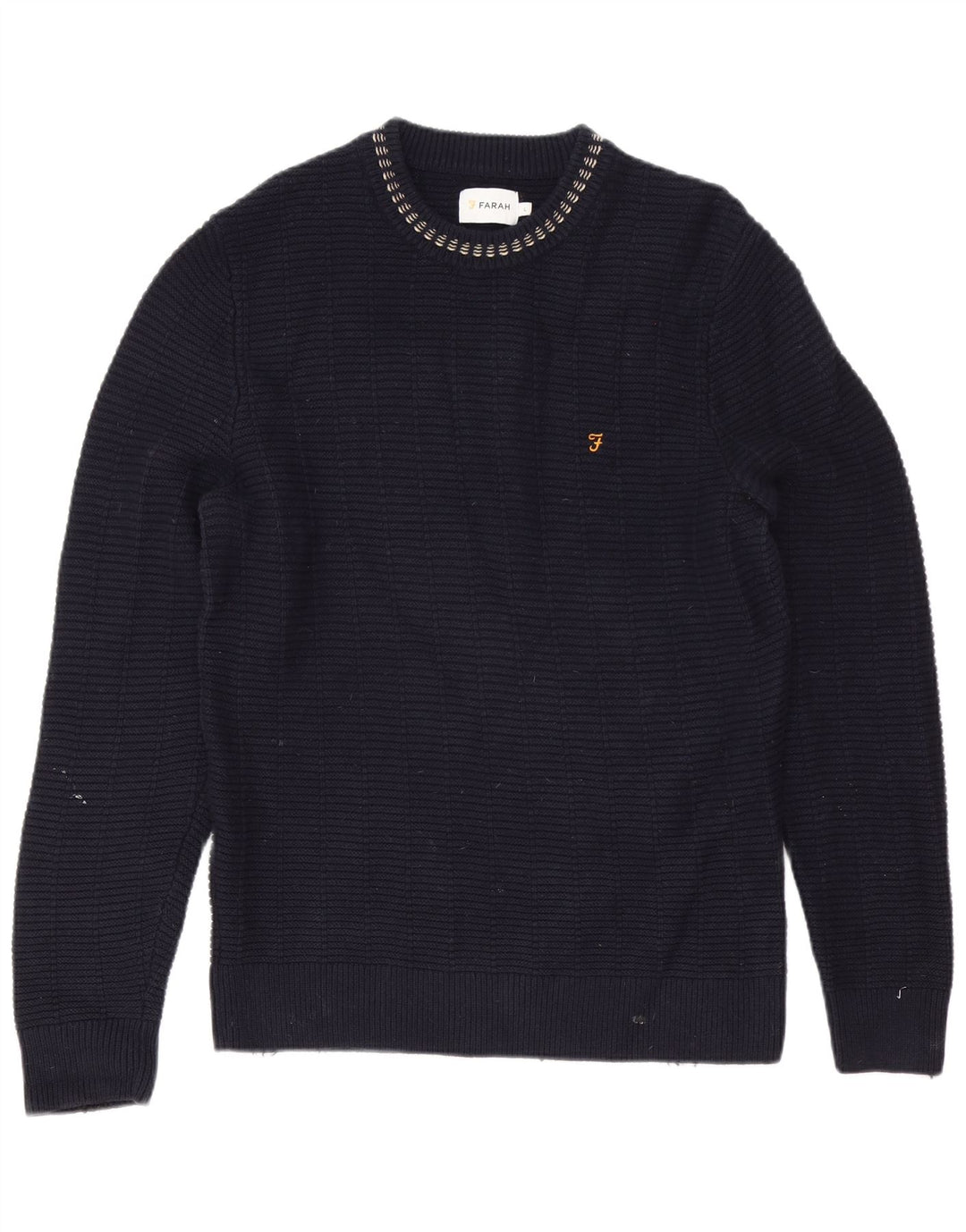 Farah Mens Crew Neck Jumper Sweater Grande Azul Marino Algodón