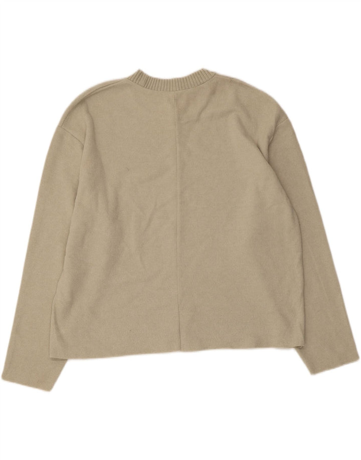 Zara Mujer Crop Boat Neck Jumper Sweater UK 44 Medio Beige Poliéster