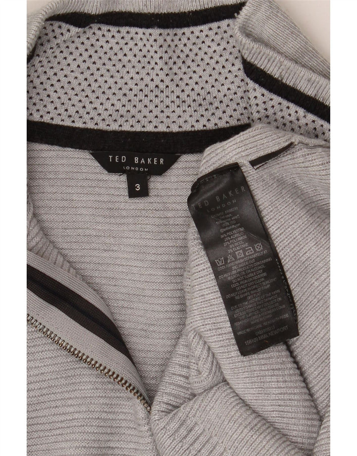 Ted Baker - Jersey para hombre con cremallera y cuello, talla 3, poliéster gris medio