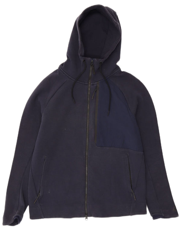 Nike - Sudadera con capucha y cremallera para hombre, talla grande, algodón azul marino con bloques de color