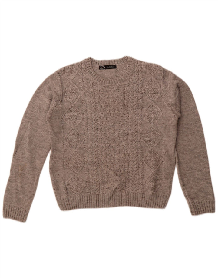 Zara Suéter De Cuello Redondo De Gran Tamaño para Mujer Reino Unido 10 Pequeño Acrílico Gris