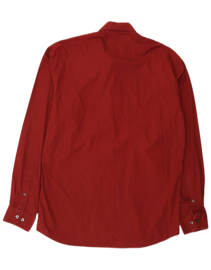 Camisa Massimo Dutti Hombre Talla 42 Grande Burdeos Algodón