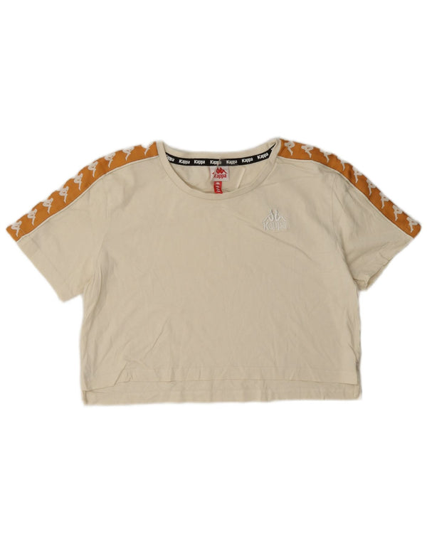 Kappa Camiseta corta gráfica para mujer UK 6 XS Off White Colourblock