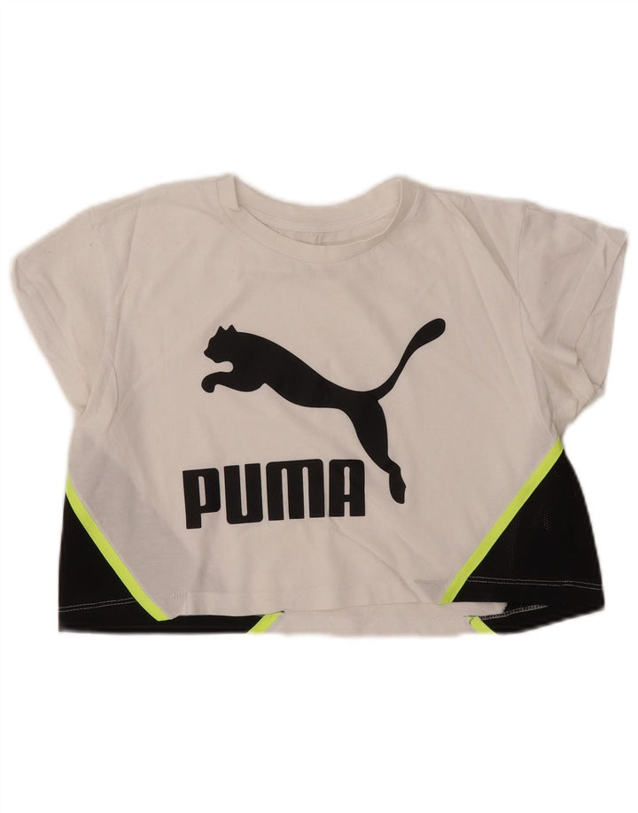 PUMA Camiseta corta extragrande con gráfico para mujer UK 2 2XS Blanco Colorblock