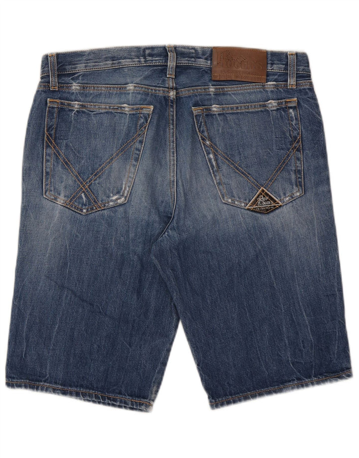 Roy Rogers Pantalones cortos de mezclilla desgastados para hombre W33 Algodón azul medio