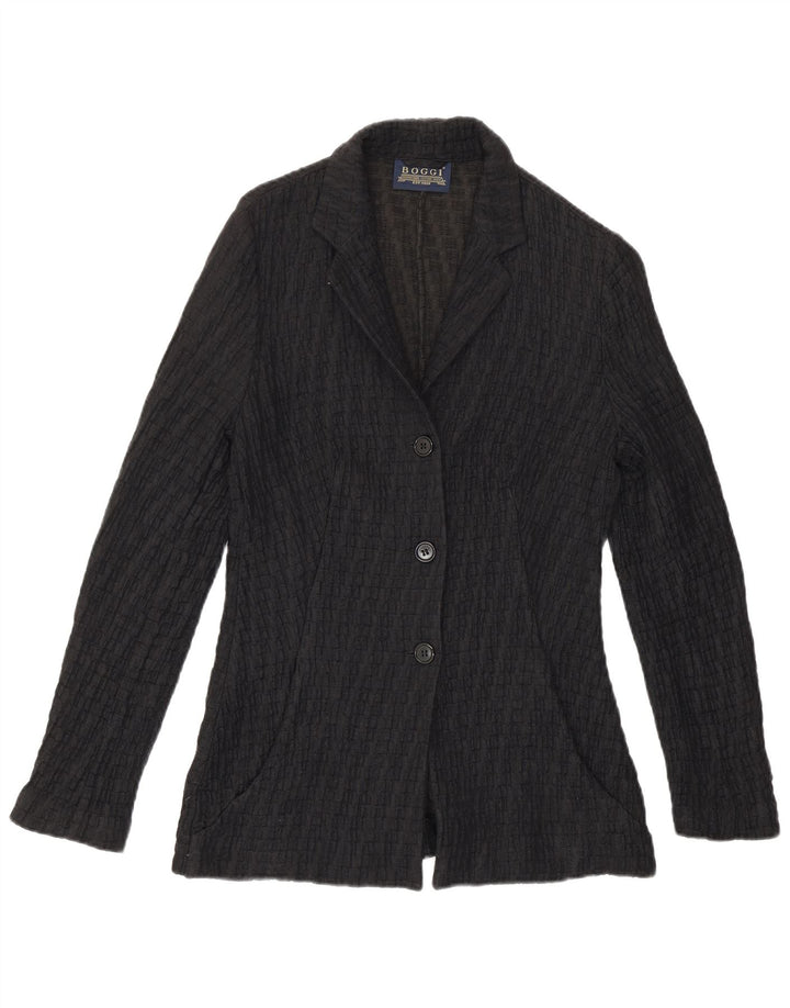Boggi Chaqueta Blazer De Punto De 3 Botones Para Mujer IT 42 Mediana De Algodón A Rayas Negras