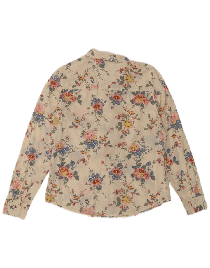 Camisa Benetton Mujer ES 40 Pequeña Blanco Roto Floral