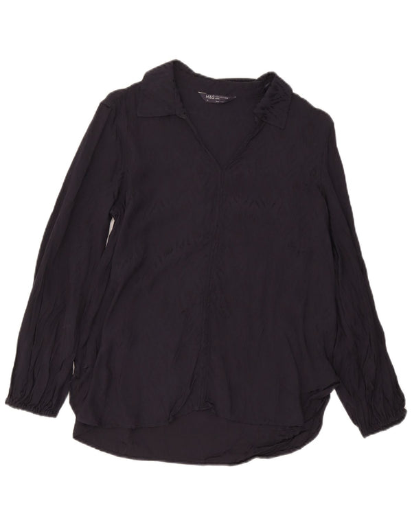 Marks & Spencer Camisa tipo pulóver para mujer UK 12 Medium Azul marino Viscosa
