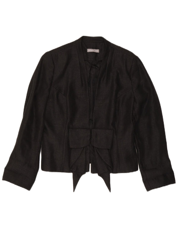 Vintage mujer Blazer chaqueta Reino Unido 14 viscosa negra mediana