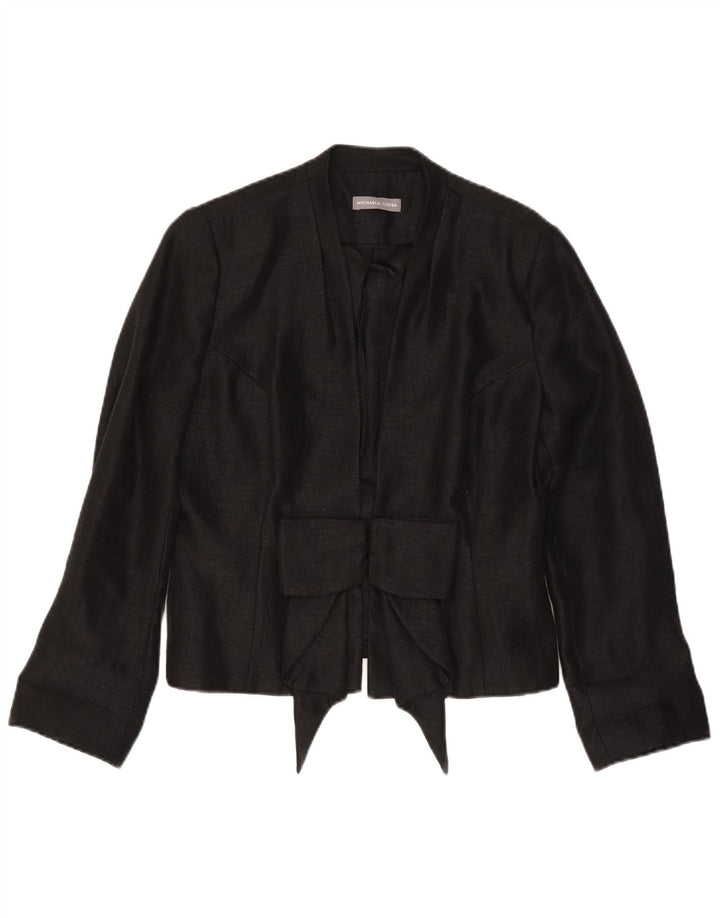 Vintage mujer Blazer chaqueta Reino Unido 14 viscosa negra mediana