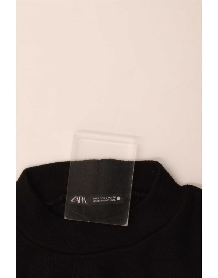 Zara Mujer Crop Blusa Top UK 10 Small Negro