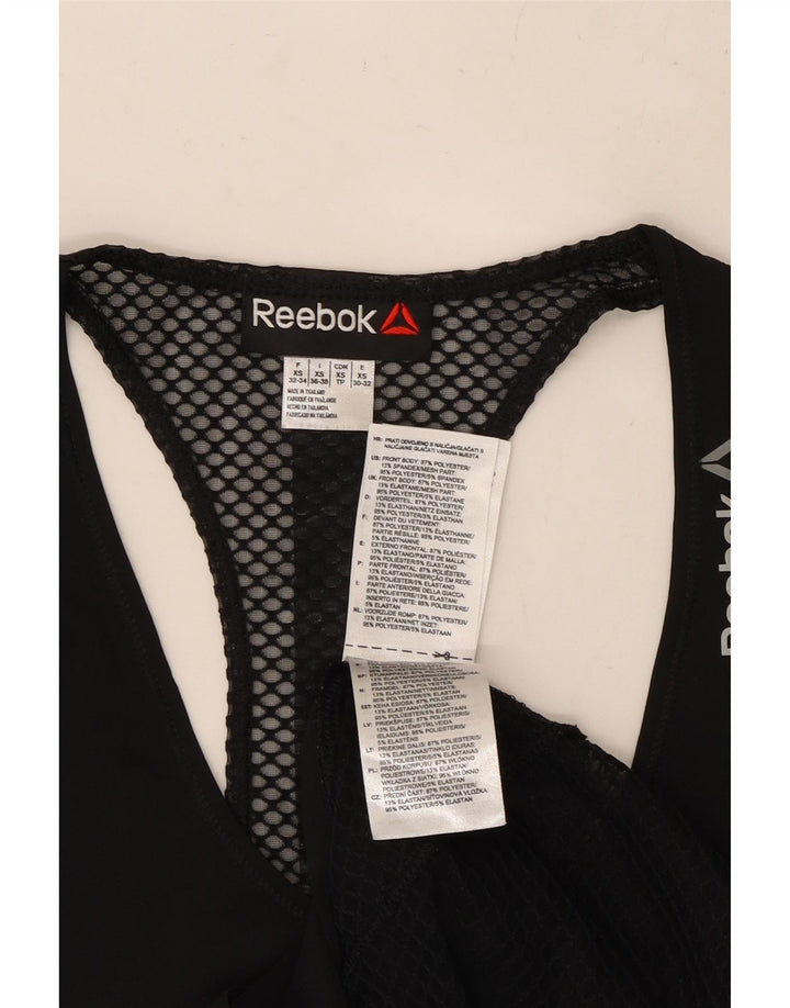 REEBOK Camiseta sin mangas para mujer UK 4 XS Negro Poliéster