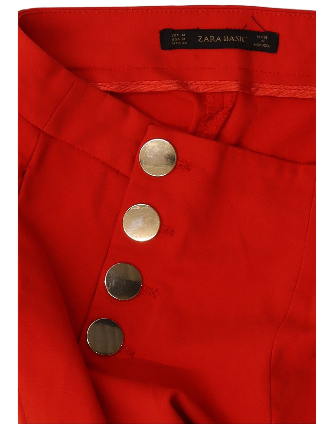 Zara Mujer Pantalones Casuales Rectos Medianos W28 L34 Rojo