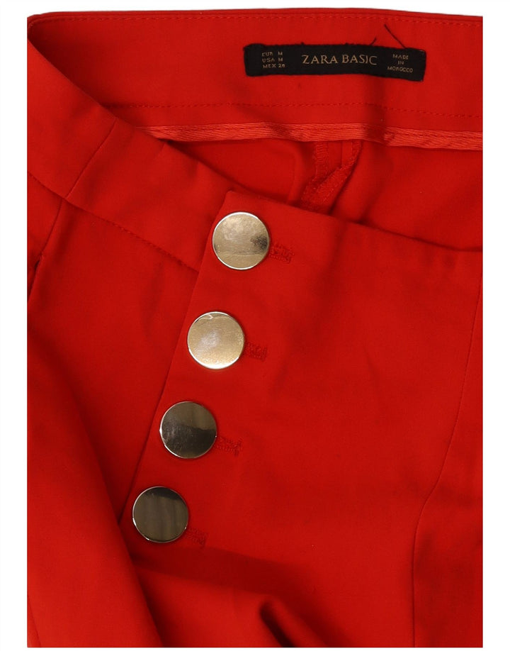 Zara Mujer Pantalones Casuales Rectos Medianos W28 L34 Rojo