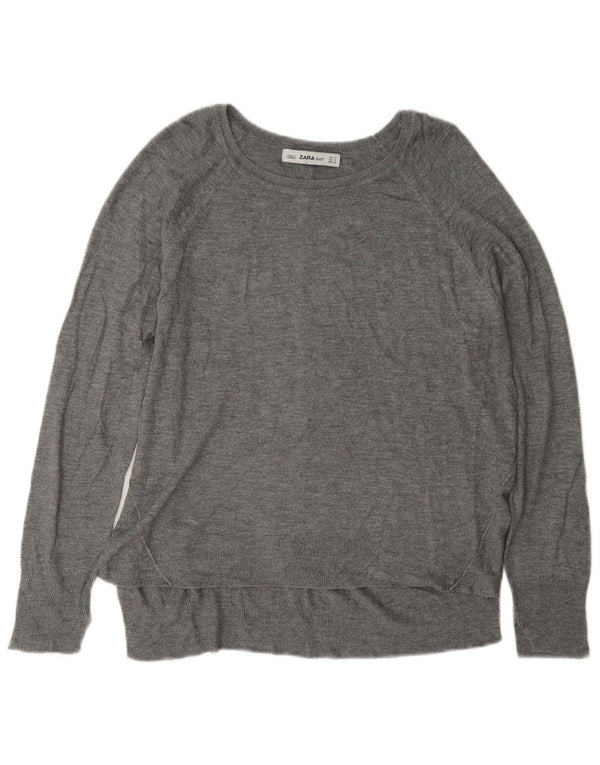 Zara Mujer Cuello Barco Jersey Jersey UK 10 Small Gris Viscosa