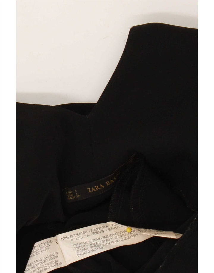 Zara Mujer Mono Corto Sin Mangas UK 44 Grande Poliéster Negro