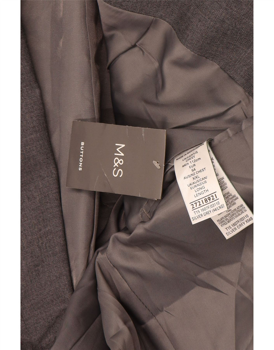 Marks & Spencer Chaqueta tipo blazer con 2 botones para hombre UK 44 XL Poliéster gris