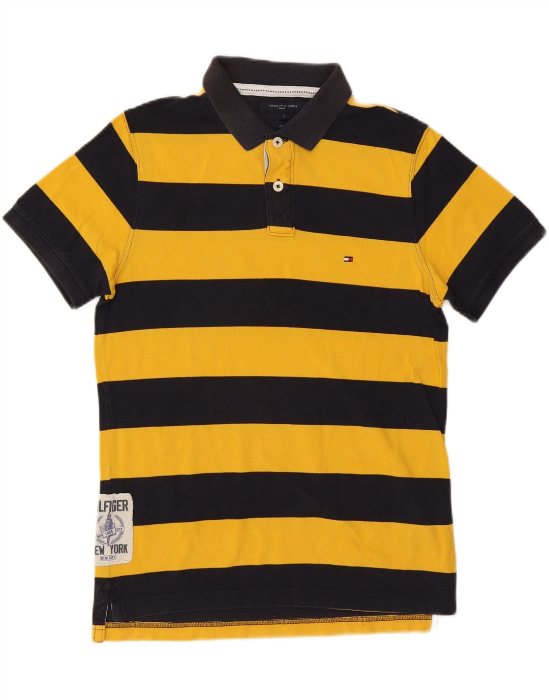 TOMMY HILFIGER Polo Slim Fit de algodón a rayas amarillas grandes para hombre