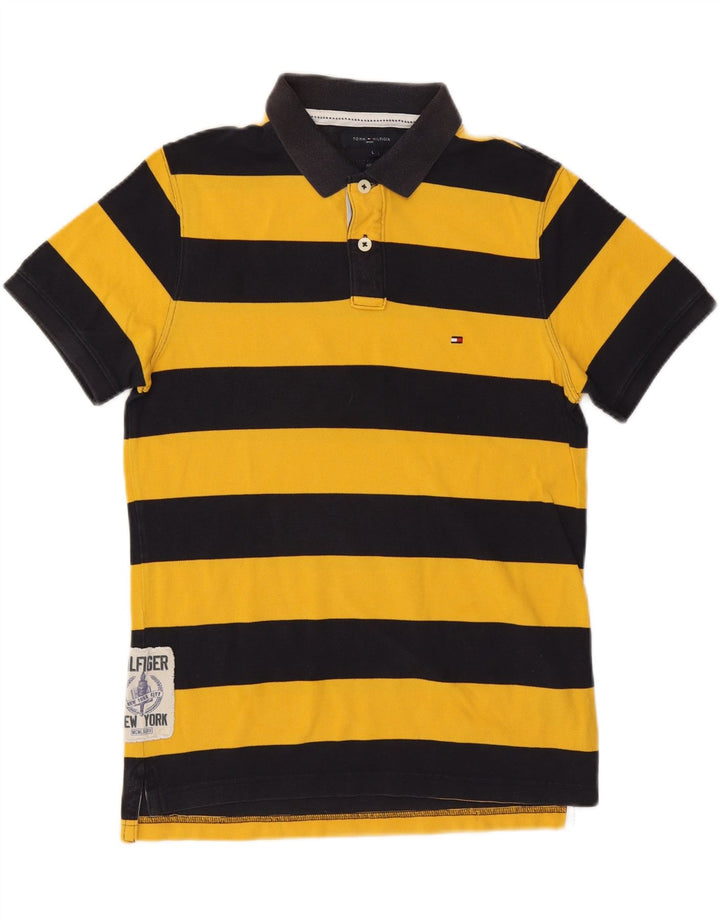 TOMMY HILFIGER Polo Slim Fit de algodón a rayas amarillas grandes para hombre