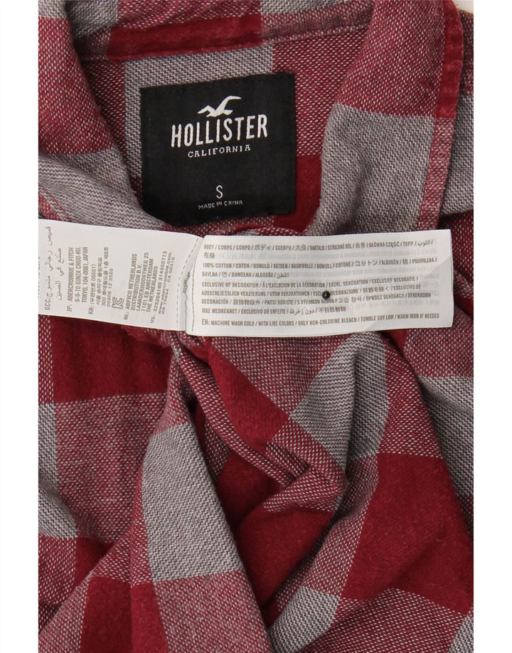 HOLLISTER Mens Shirt Small Burgundy Check Cotton Vintage Hollister and Second-Hand Hollister from Messina Hembry 
