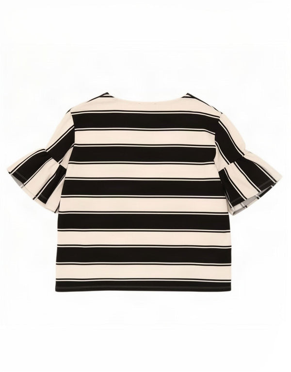Marks & Spencer Blusa de Manga 3/4 para Mujer UK 40 XL Algodón a Rayas Negro