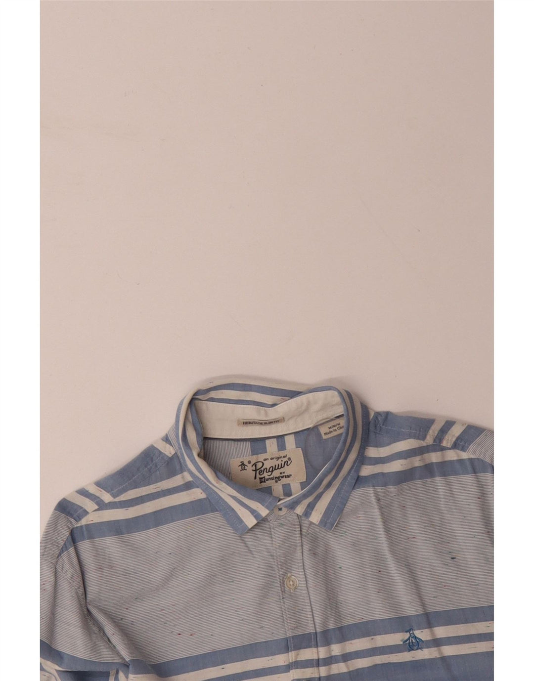 PENGUIN Camisa Heritage Slim Fit de algodón a rayas azul medio para hombre