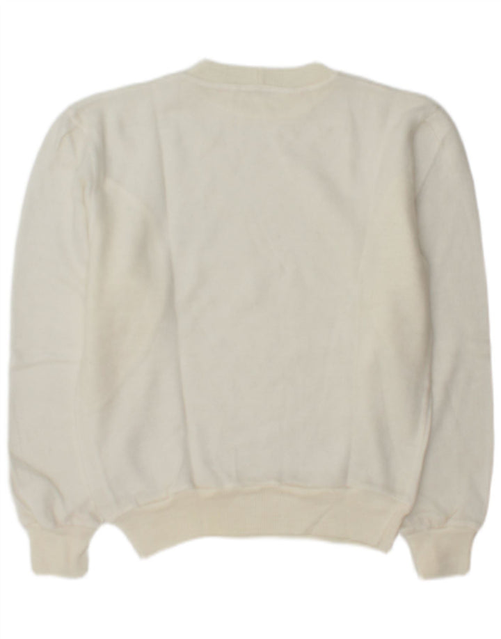 Vintage mujer cuello redondo jersey suéter Reino Unido 14 medio blanco