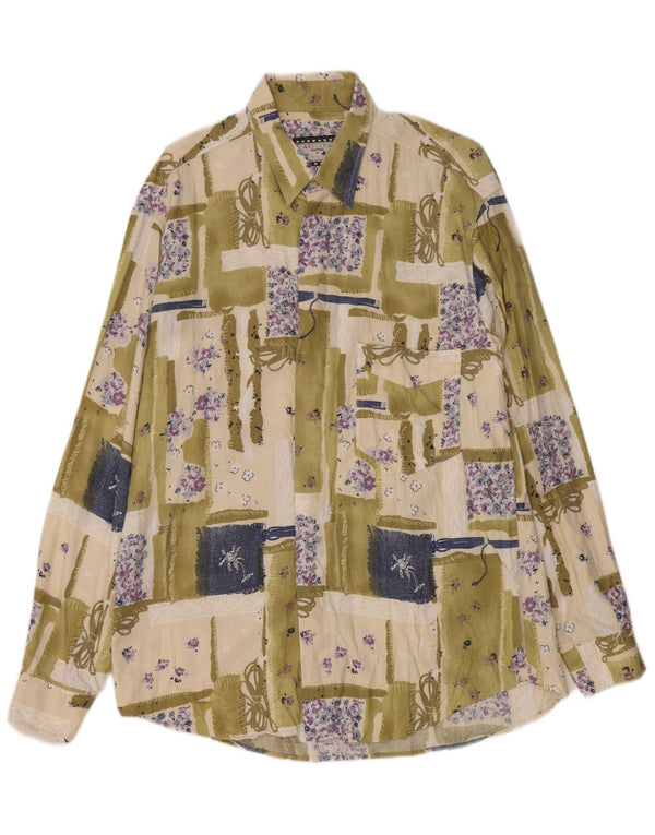 Camisa Azzurra para hombre Rayón verde patchwork grande