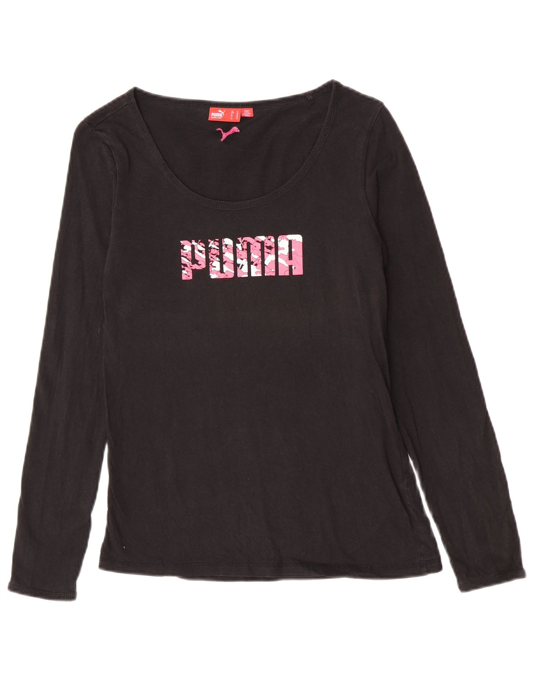 Puma Mujer Gráfico Top Manga Larga UK 12 Mediano Negro