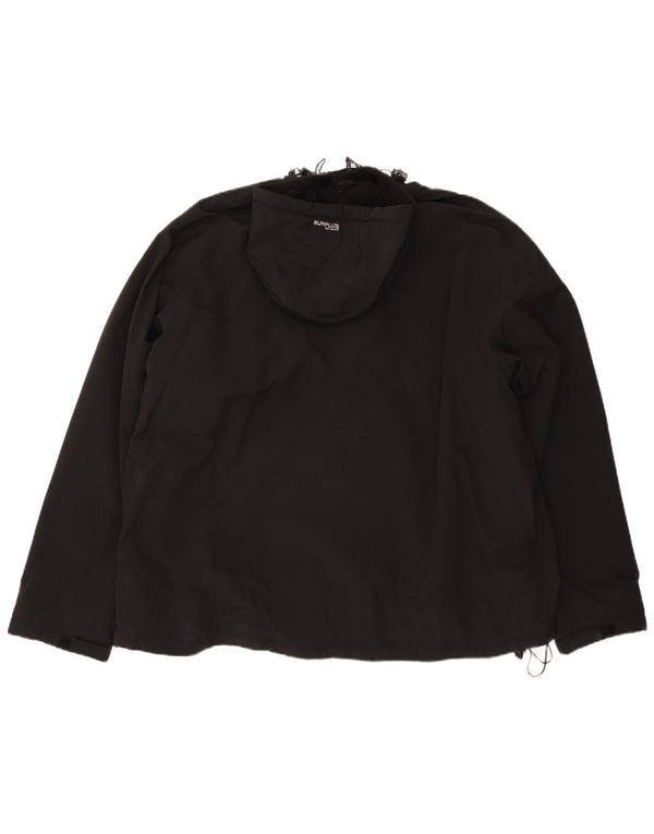 Vintage hombres con capucha Anorak cortavientos chaqueta Reino Unido 44 2XL nailon negro