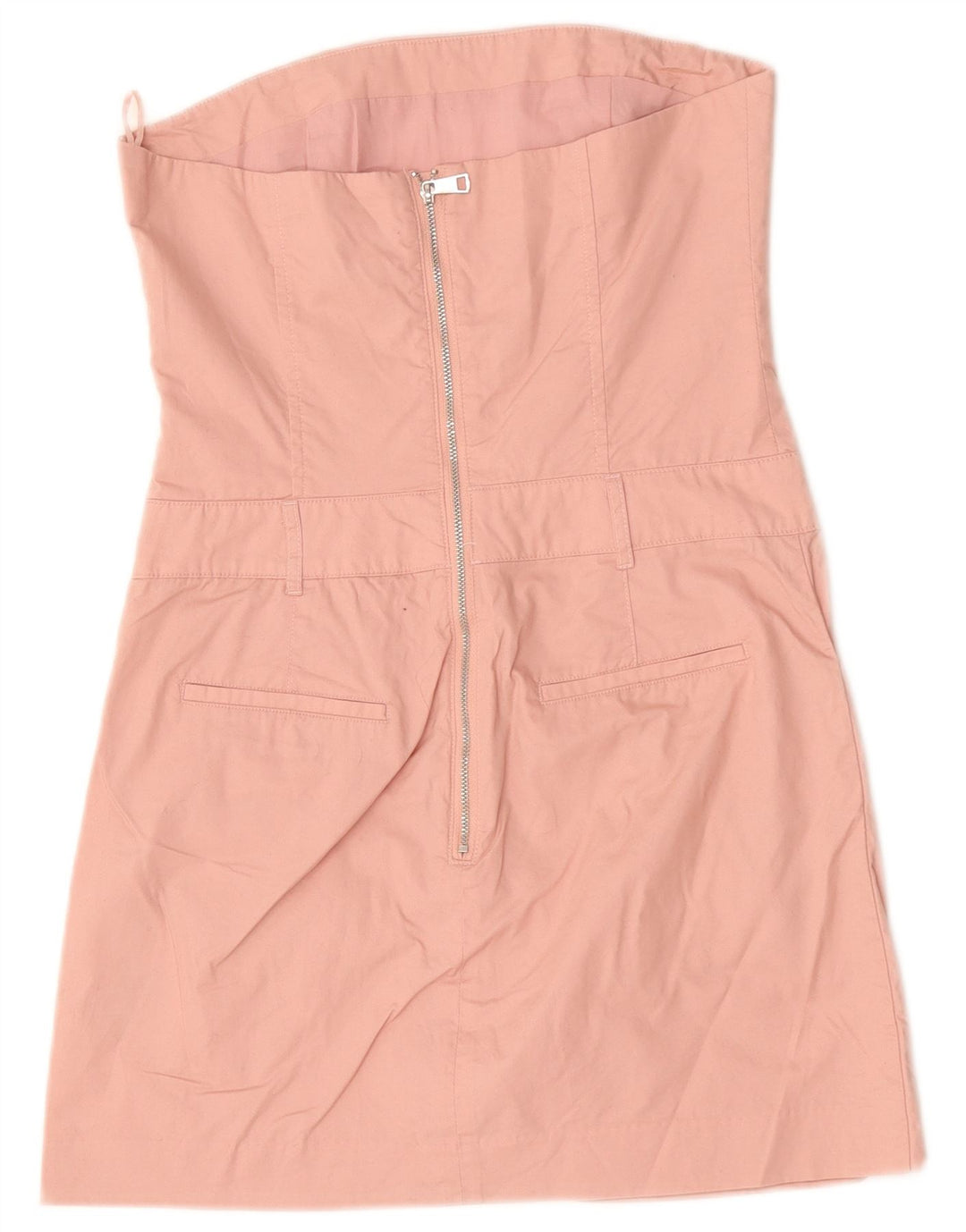 ZARA Mujer Mini Vestido Sin Tirantes UK 6 XS Algodón Rosa