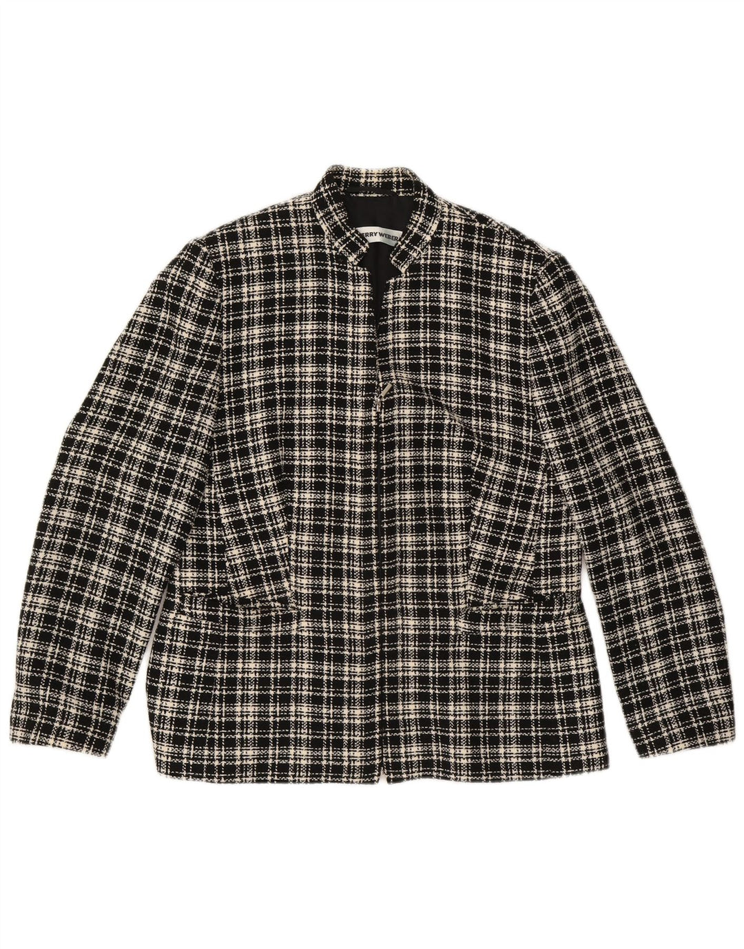 Gerry Weber Chaqueta Blazer para Mujer UK 46 Grande Poliéster a Cuadros Negro