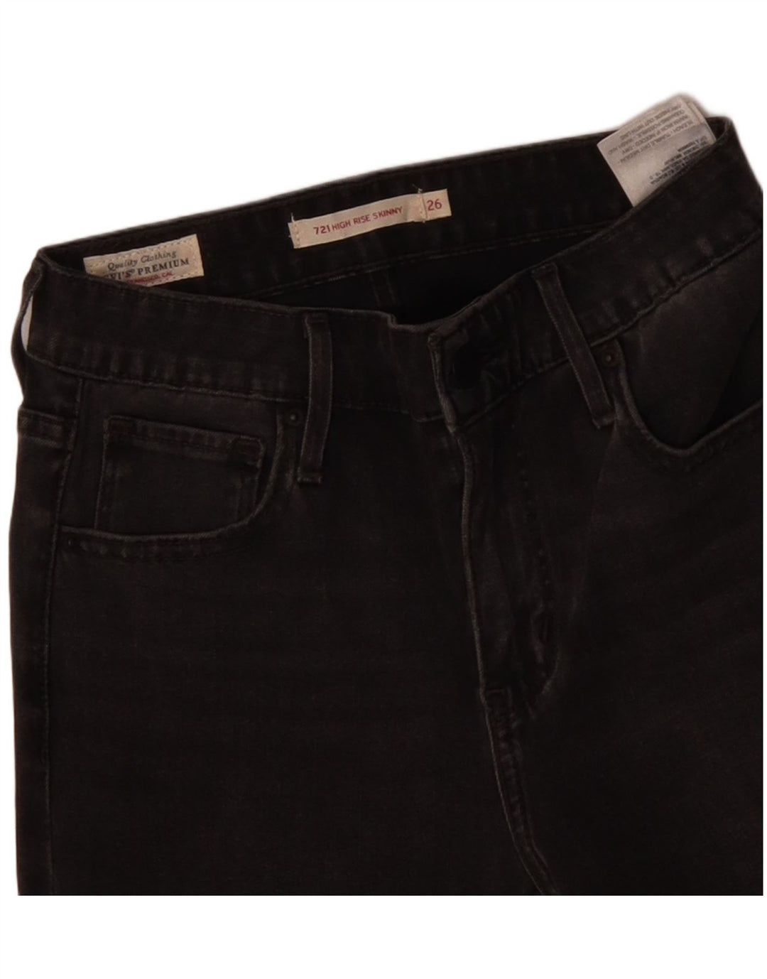 LEVI'S Jeans ajustados de talle alto 721 para mujer W26 L30 Algodón gris