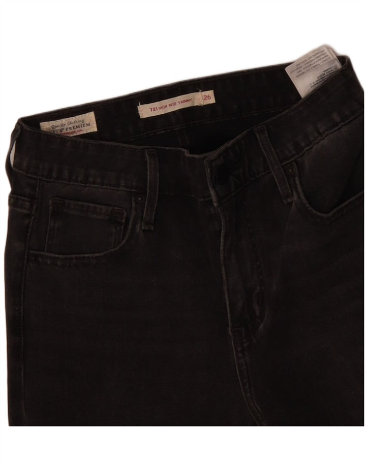 LEVI'S Jeans ajustados de talle alto 721 para mujer W26 L30 Algodón gris