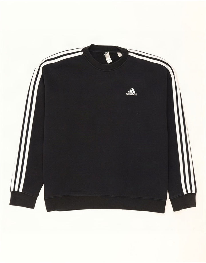 Adidas - Sudadera extragrande para mujer, talla 12/14, algodón negro mediano