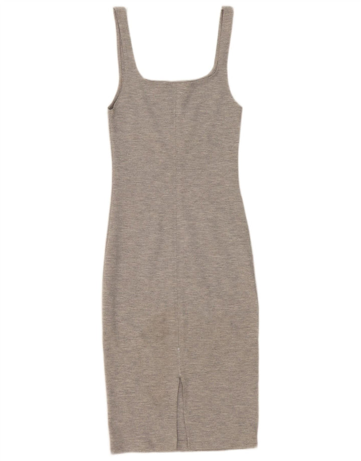 Zara Vestido Ajustado Sin Mangas para Mujer UK 8 Pequeño Poliéster Gris