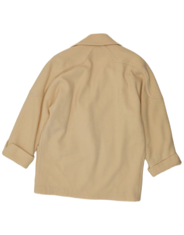 Vintage mujer 1 botón Blazer chaqueta Reino Unido 18 XL lana beige