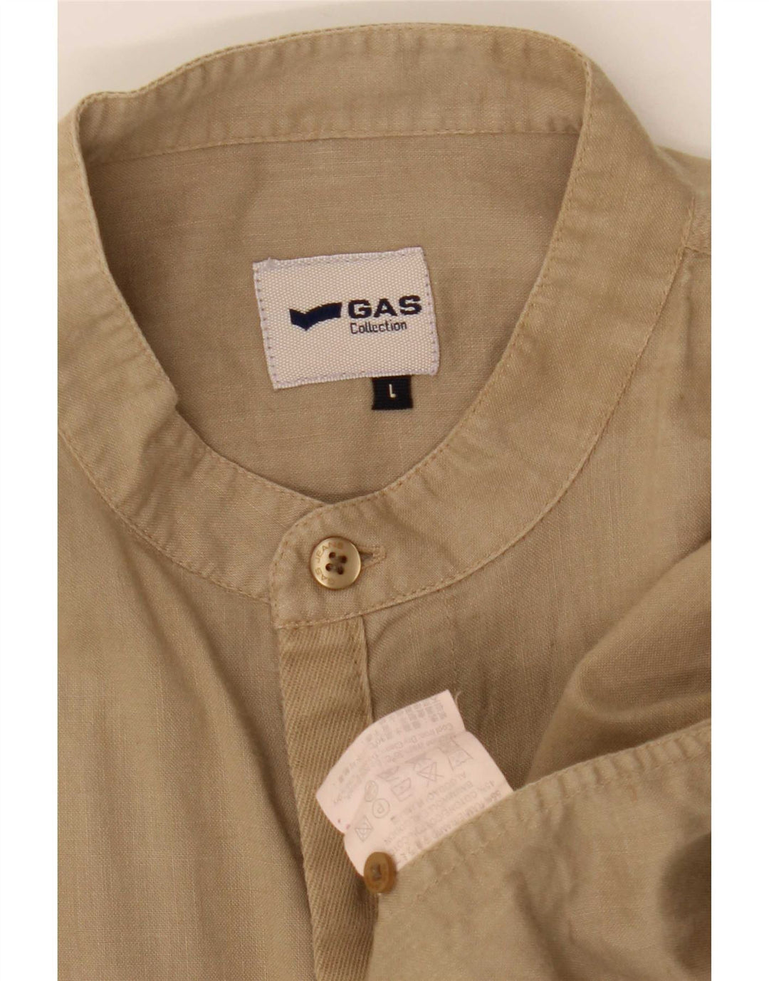 Camisa Gas Hombre Grande Rayón Beige