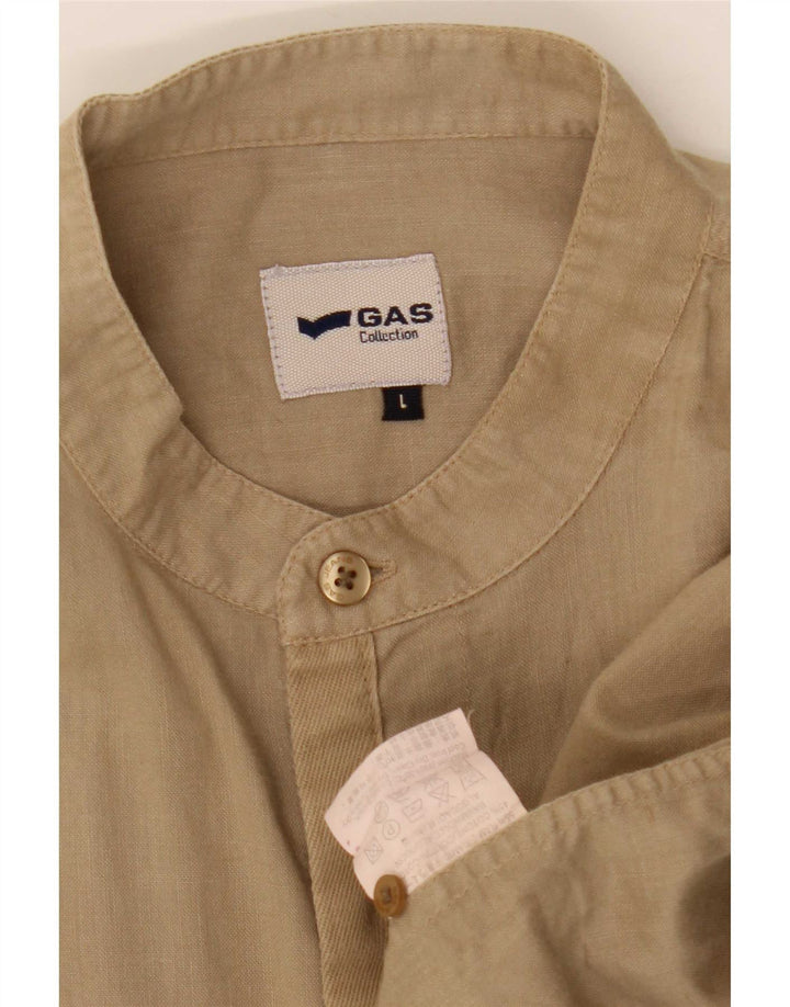 Camisa Gas Hombre Grande Rayón Beige