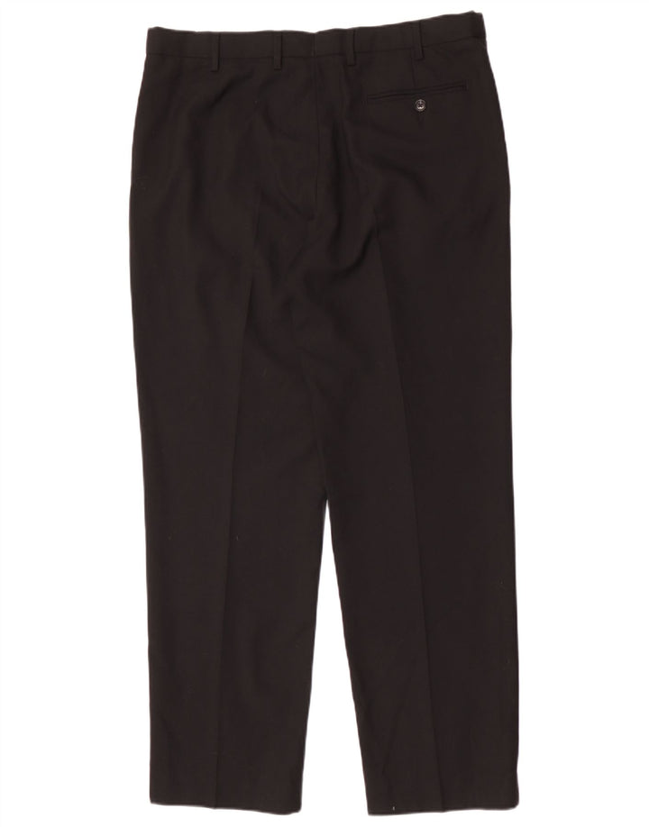 Marks & Spencer Pantalón de traje de corte regular con pinzas para hombre W36 L31 Lana negra