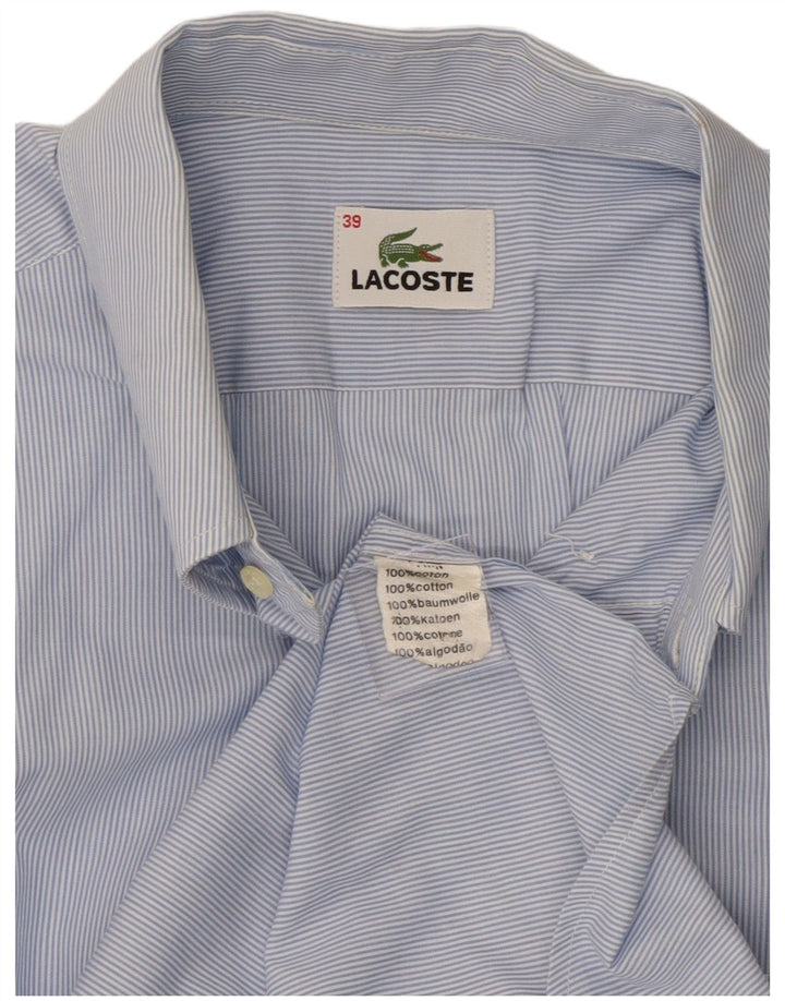 Camisa Lacoste Hombre Manga Corta Talla 39 Algodón Rayas Azul Medio