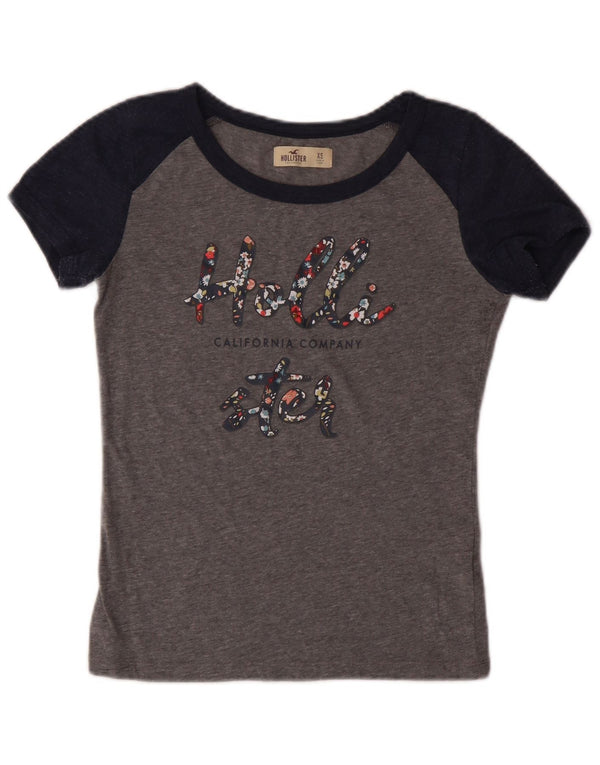 HOLLISTER Camiseta gráfica para mujer UK 6 XS Gris Colorblock Algodón