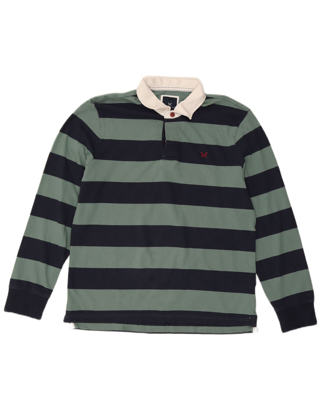 CREW CLOTHING Polo de rugby de manga larga para hombre, talla grande, color azul marino a rayas