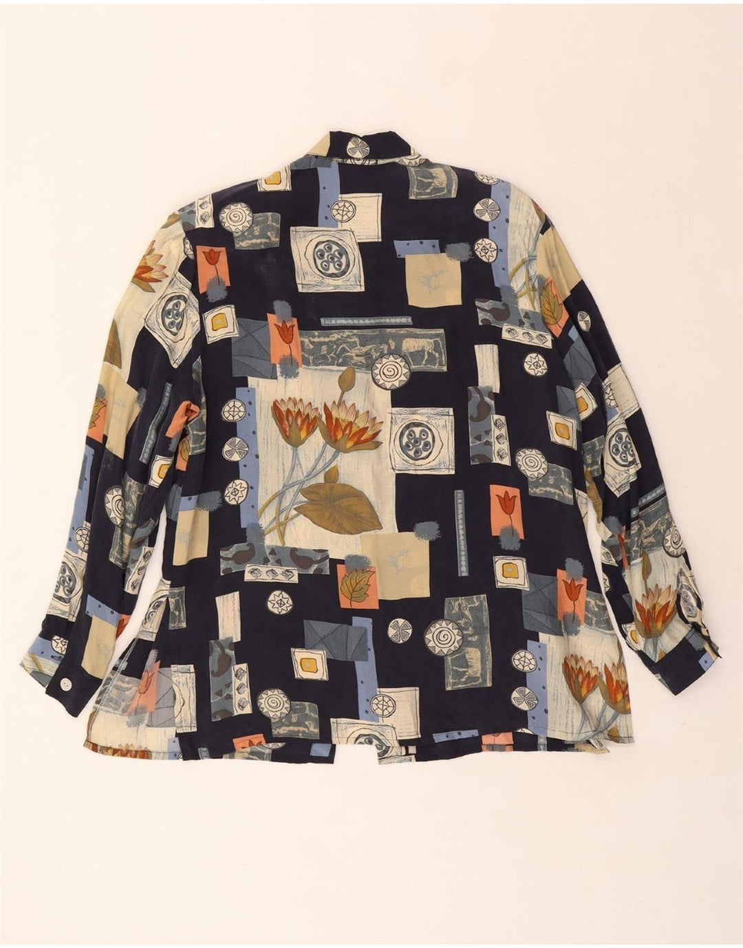 GIRA PUCCINO Womens Shirt Blouse EU 42 Large Black Patchwork Cupro Vintage Gira Puccino and Second-Hand Gira Puccino from Messina Hembry 
