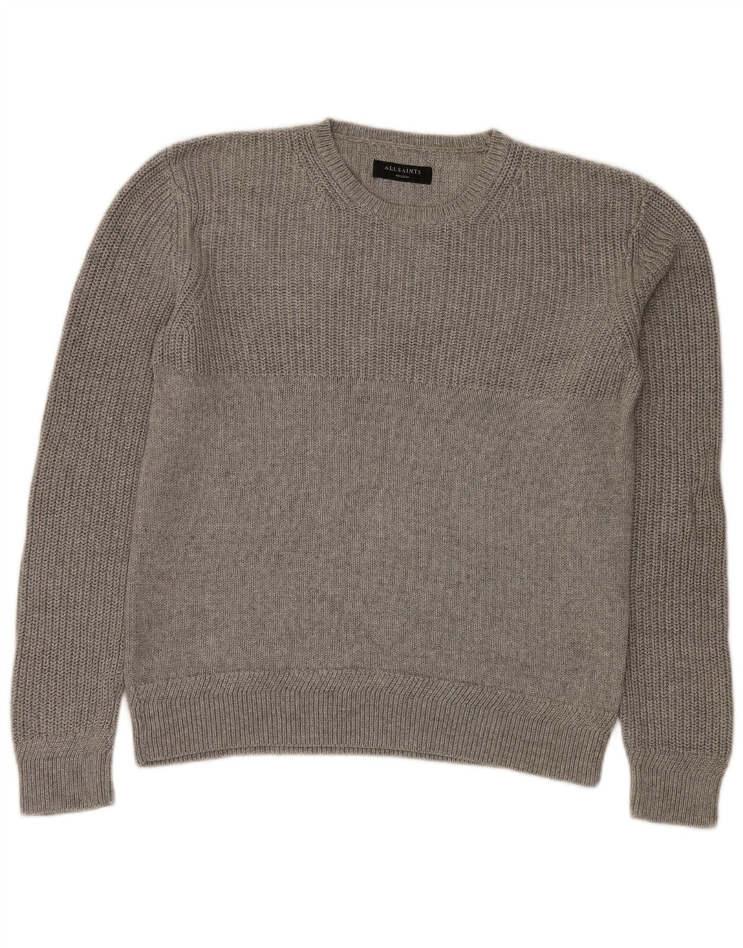 All Saints Jersey de cuello redondo para hombre de algodón gris medio