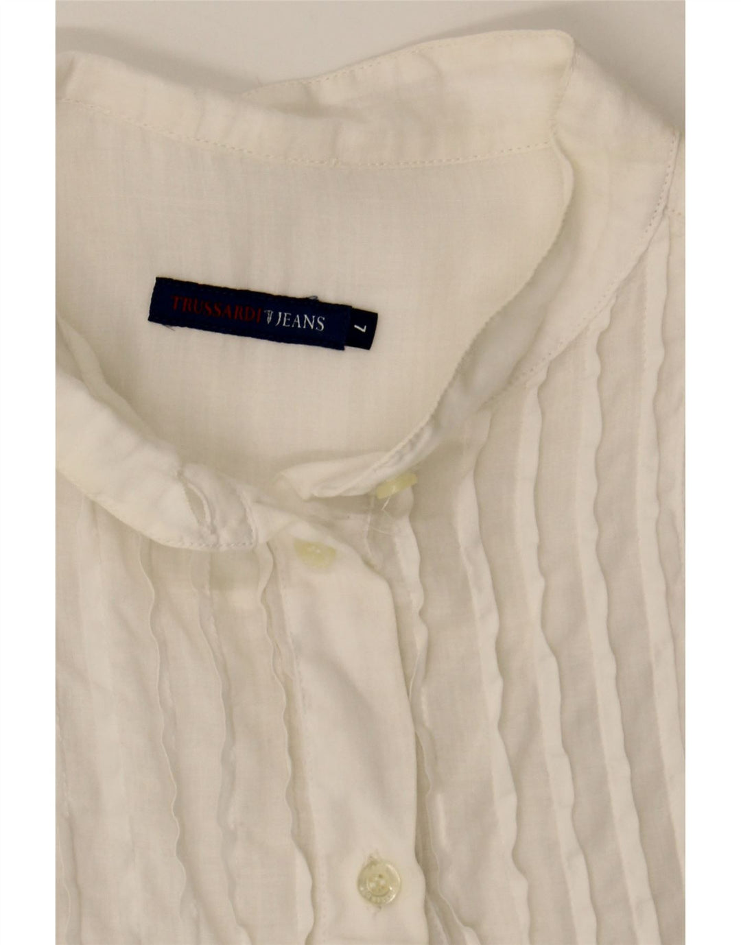 TRUSSARDI JEANS Womens Longline Pullover Shirt UK 16 Large White Vintage Trussardi Jeans and Second-Hand Trussardi Jeans from Messina Hembry 